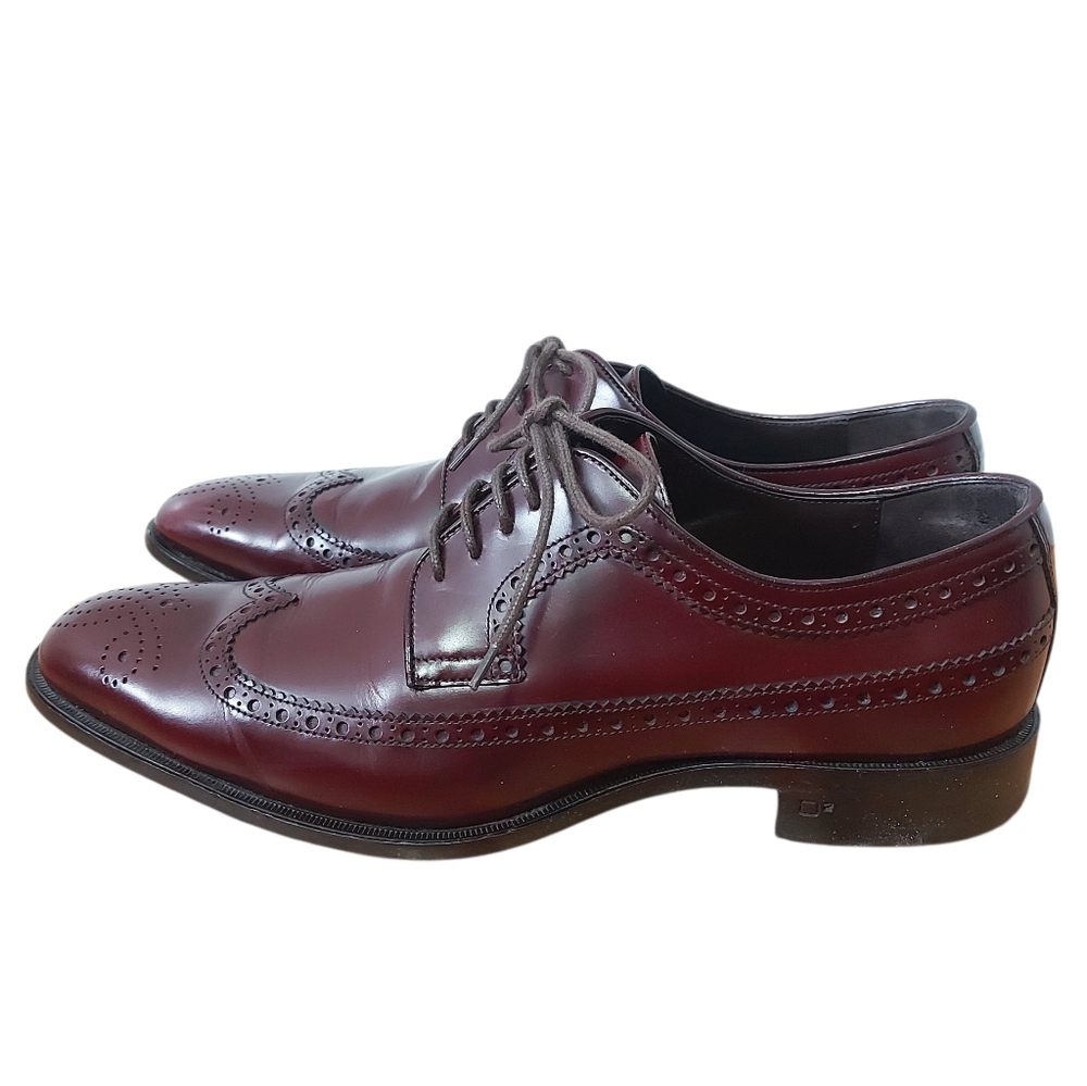 DSquared2 Men Burgundy Brogue Oxfords Size 40 EU Wingtip Claasic Dress Shoes - Picture 4 of 12